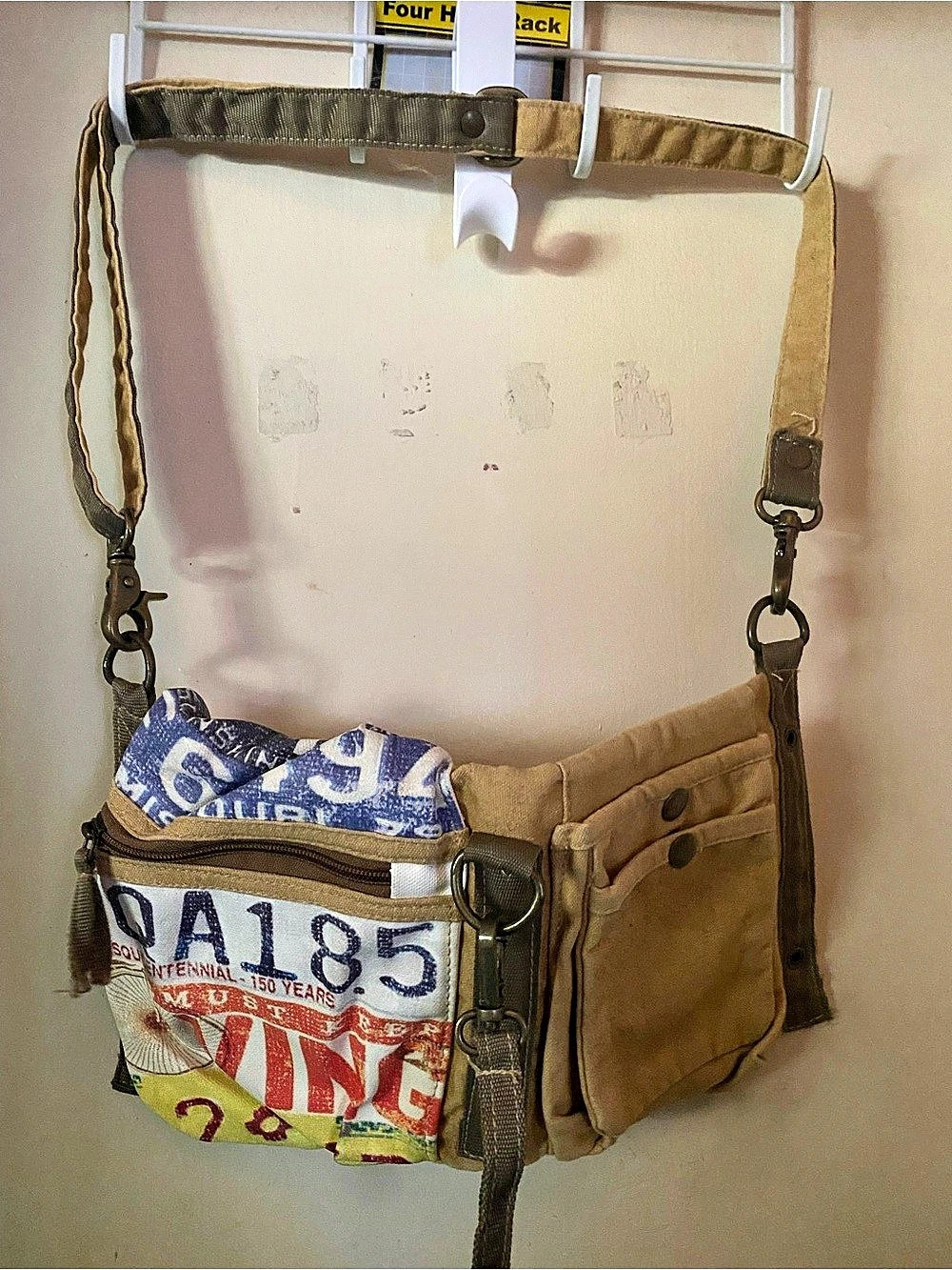 Brown & Blue Abstract Crossbody Bag